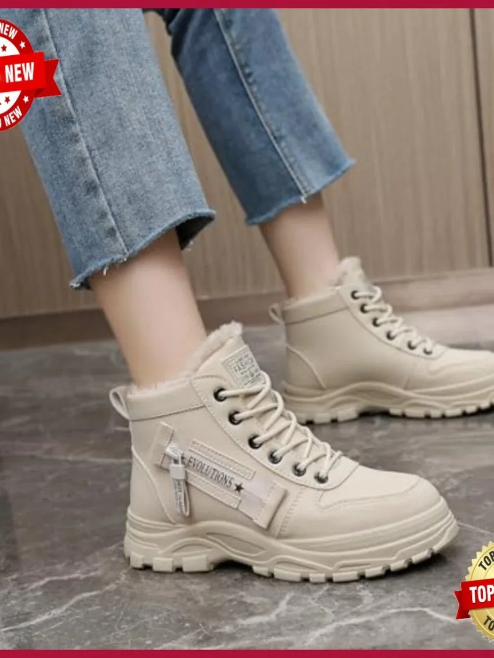 Fur Lined Winter Snow Boots Waterproof Ankle Booties Anti Slip Outdoor Shoes